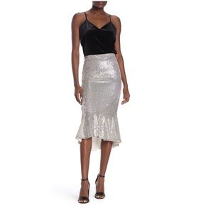 Alice + Olivia Silver Beaded Sequined Skirt HEAVY 🤩 R3